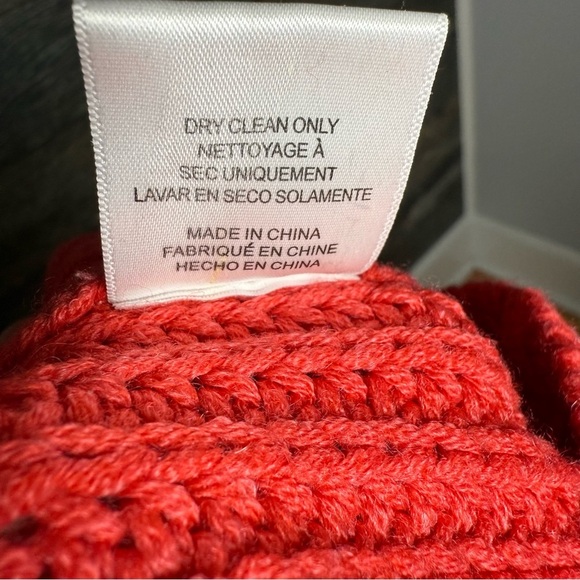 Anthropologie Sachin & Babi Wool Blend Red Cold Shoulder Chunky Knit Sweater M - Picture 8 of 9